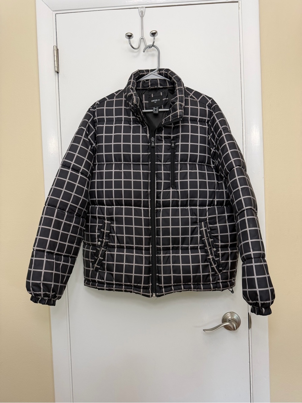 Black and Gray Puffer Coat Size M